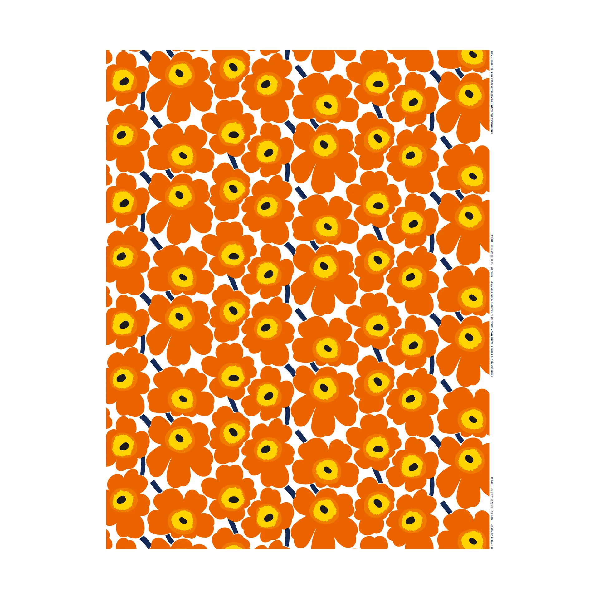 Pieni Unikko tyg bomull, Orange Marimekko