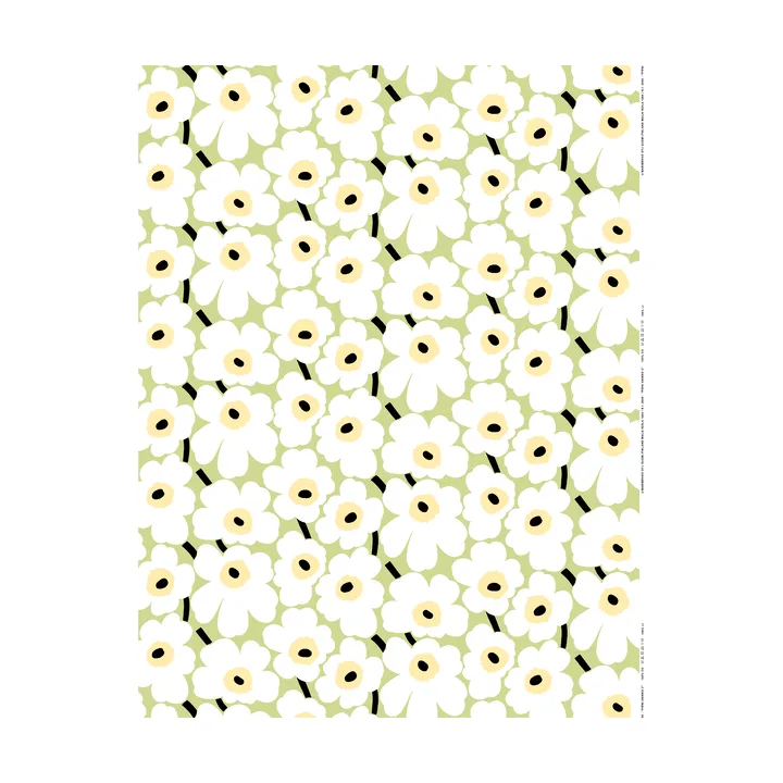 Pieni Unikko tyg bomull - Pear, white, melon, dark green - Marimekko