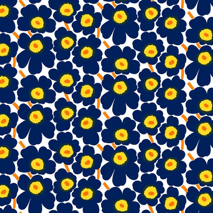 Pieni Unikko tyg bomull - Vit-blå-gul - Marimekko