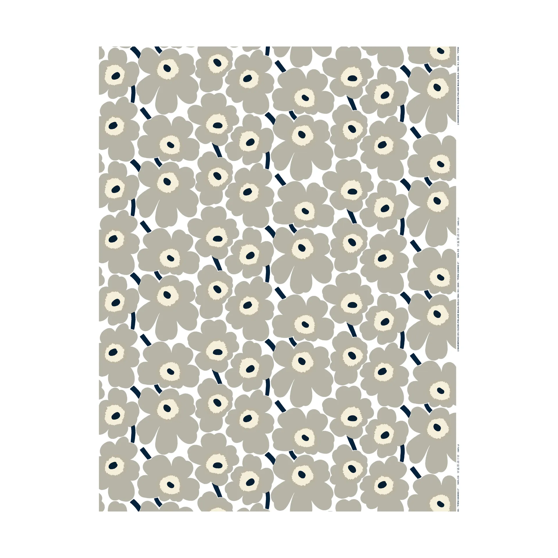 Pieni Unikko vaxduk, White-grey-sand-dark blue Marimekko