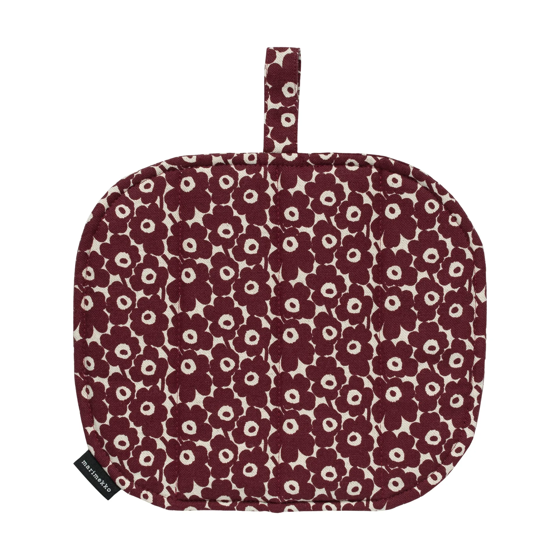 Pikkuinen Unikko grytlapp 21,5x21,5 cm, Linen-burgundy Marimekko