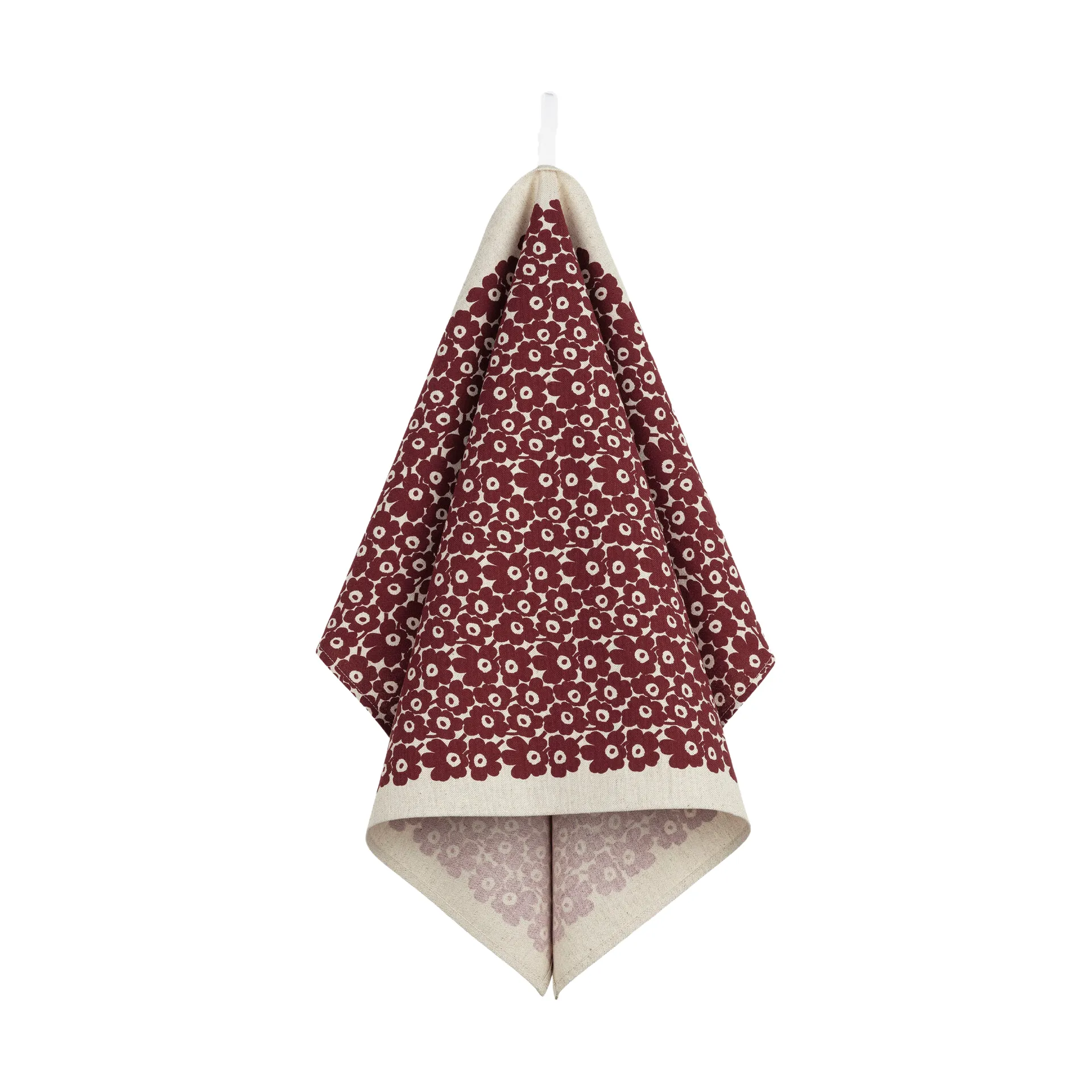 Pikkuinen Unikko kökshandduk 47x70 cm, Linen-burgundy Marimekko