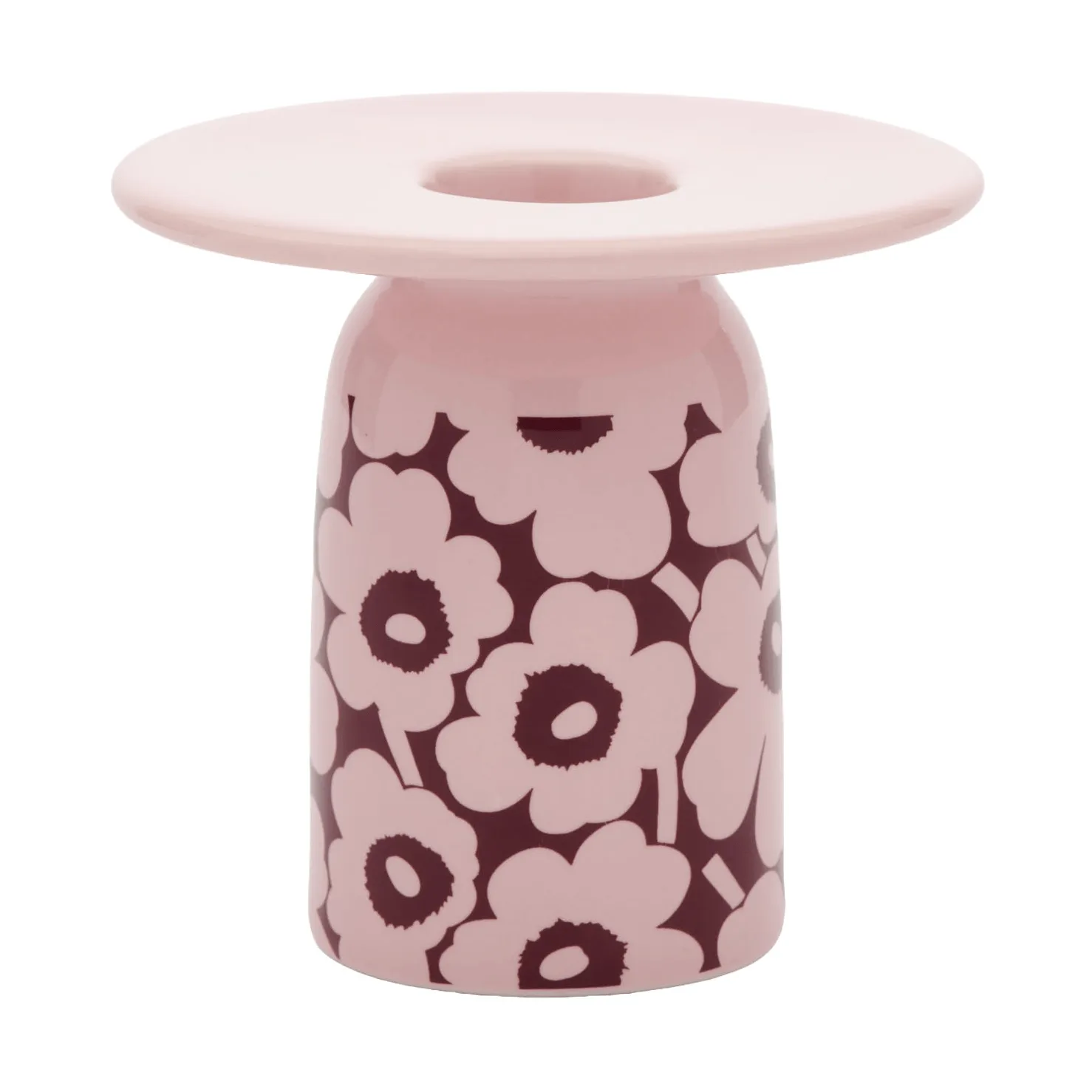 Pikkuinen Unikko ljusstake, Pink-burgundy Marimekko