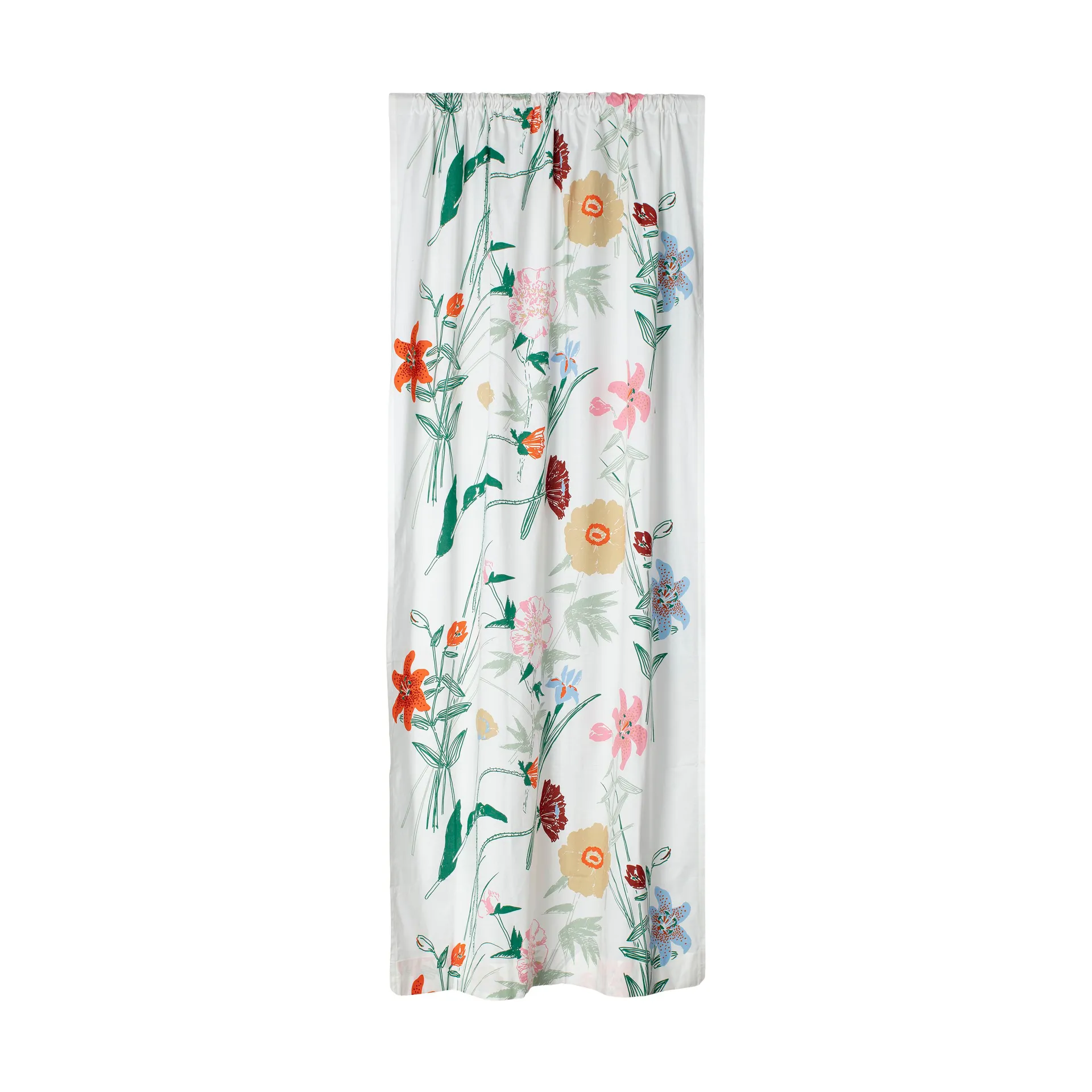 Puutarhakutsut gardinlängd 135x245 cm, White-green-orange-beige Marimekko