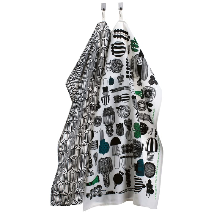 Puutarhurin parhaat kökshandduk 47x70 cm 2-pack - Vit-svart-grön - Marimekko