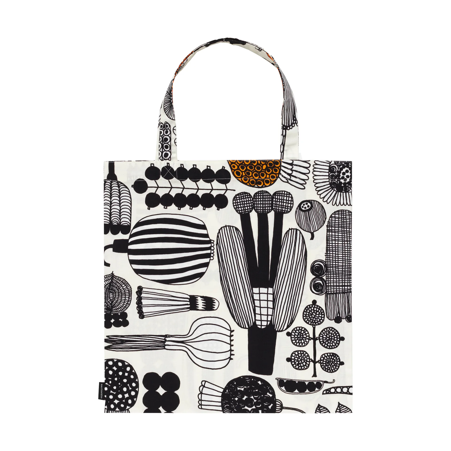 Puutarhurin parhaat väska 44x43 cm, White-black-orange Marimekko