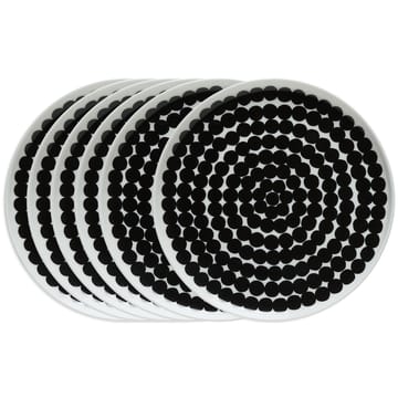 Räsymatto tallrik 20 cm, 6-pack svart-vit - undefined - Marimekko