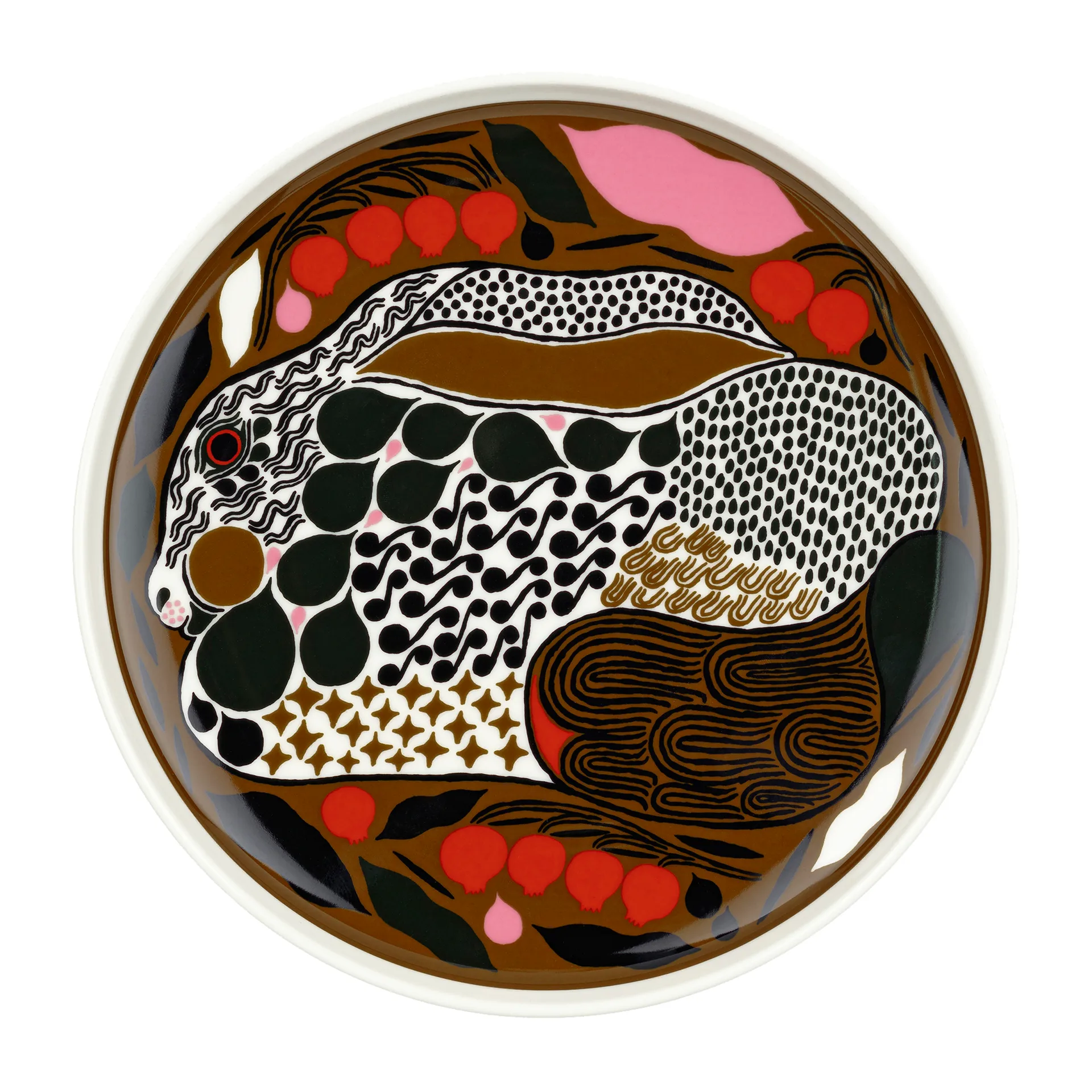 Rusakko assiett Ø20 cm, Vit-brun-grön-röd Marimekko