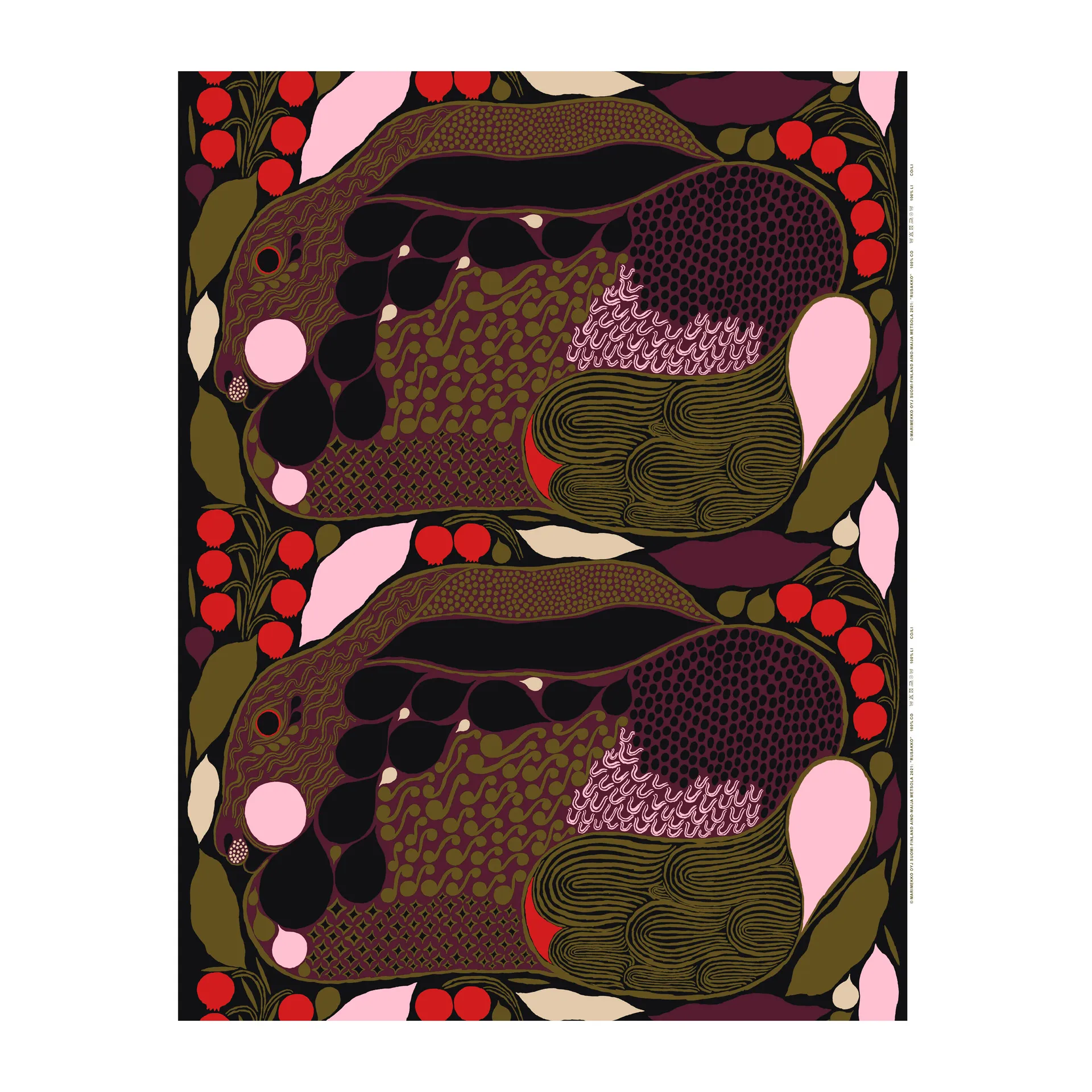 Rusakko tyg panama, Rosa-brun Marimekko