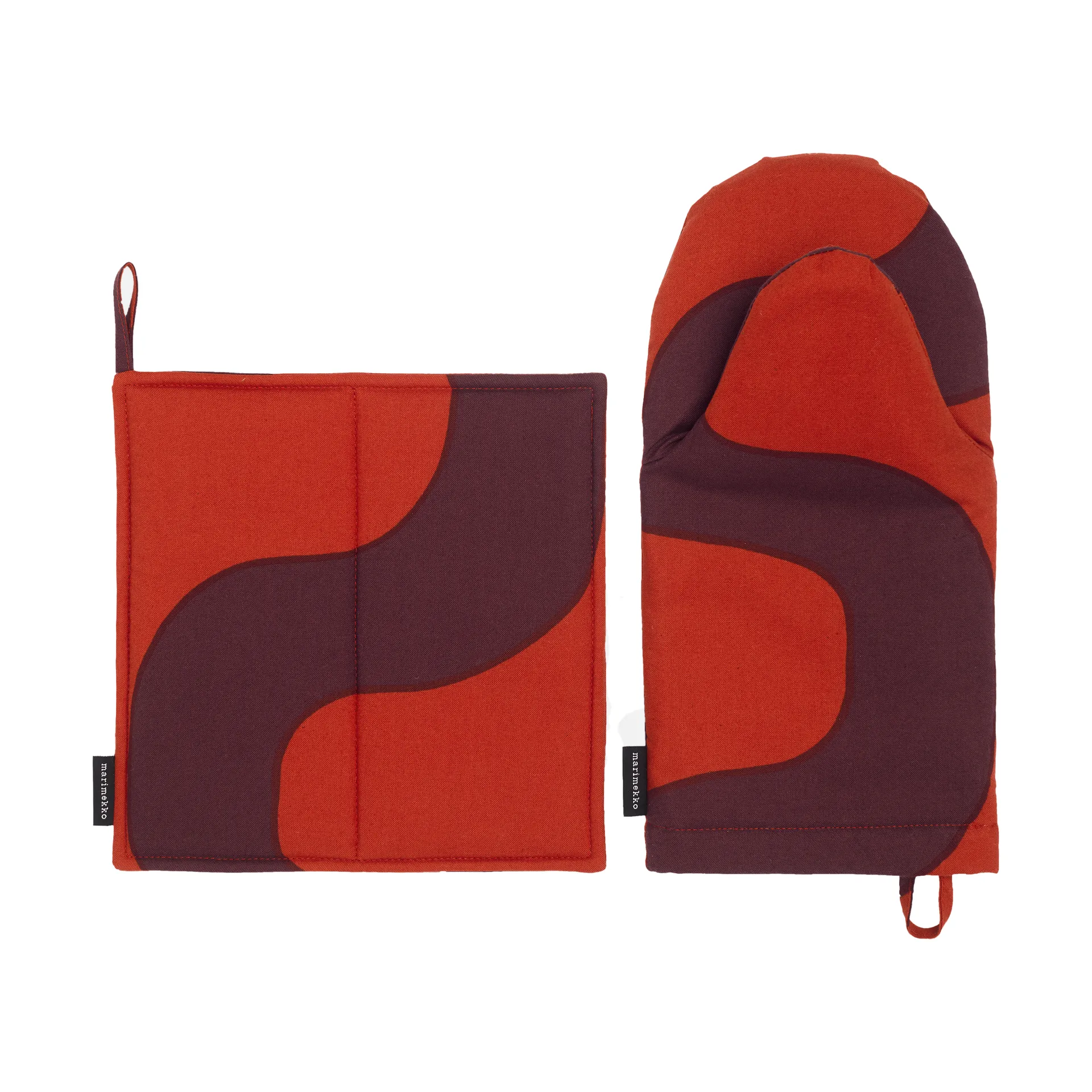 Seireeni grytvante och grytlapp set 2 delar, Red-burgundy Marimekko