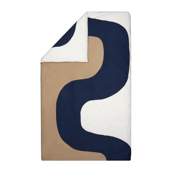 Seireeni påslakan 150x210 cm - Beige-mörkblå-naturvit - Marimekko