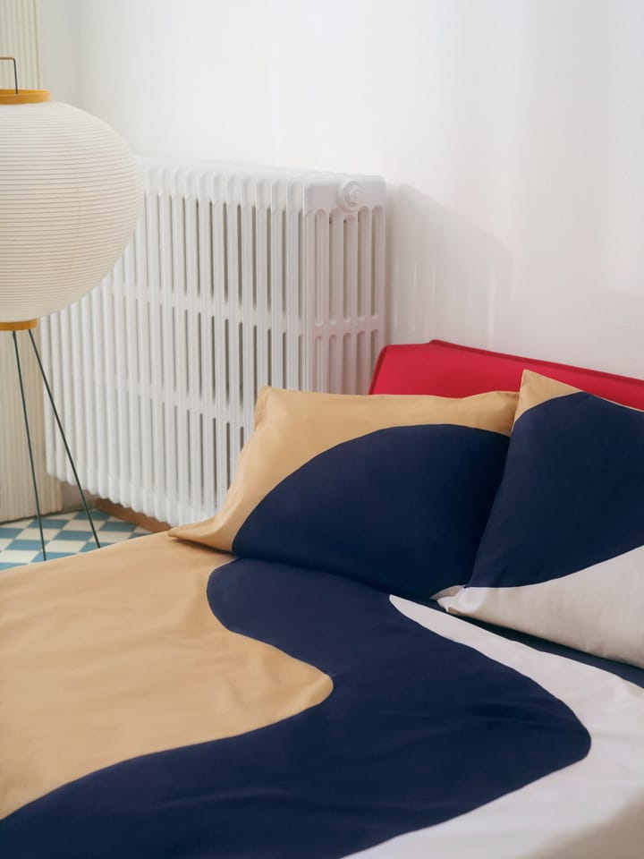 Seireeni påslakan 150x210 cm, Beige-mörkblå-naturvit Marimekko