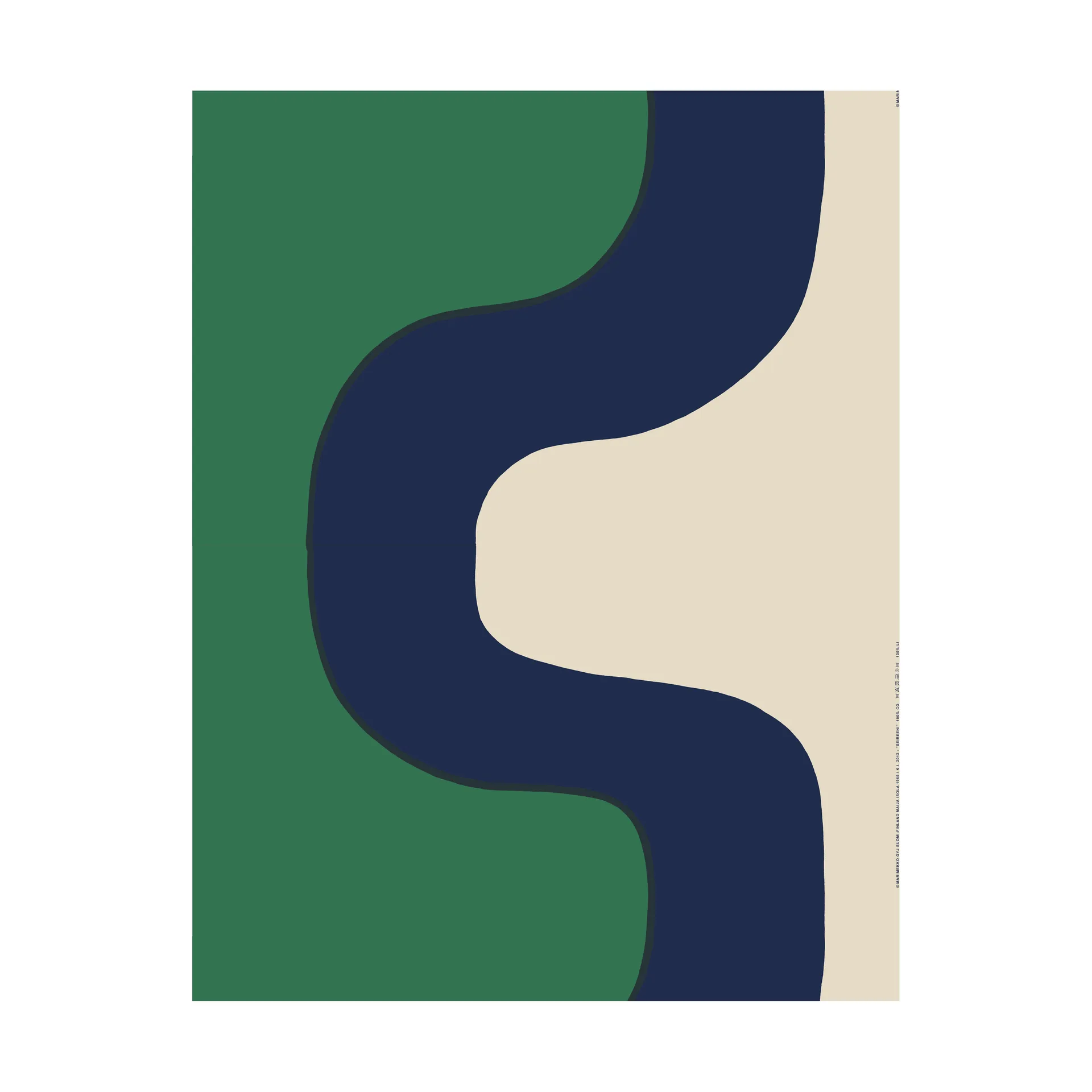 Seireeni tyg bomull-linne, Green-dark blue-linen Marimekko