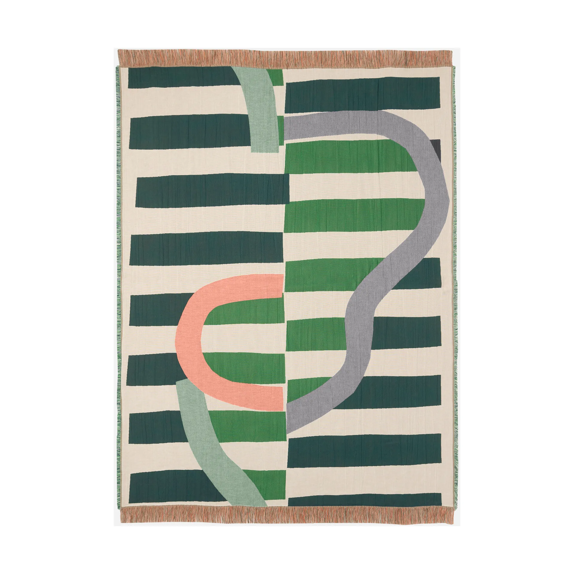 Siirto pläd jacquard 140x180 cm, Powder-d. blue-l. blue-coral Marimekko