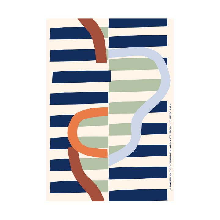 Siirto poster 50x70 cm, Powder-dk.blue-lt.blue-coral Marimekko