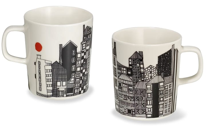 Siirtolapuutarha mugg 2,5 dl - svart-orange - Marimekko