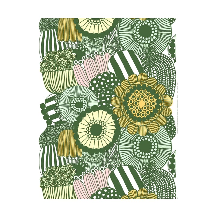 Siirtolapuutarha tyg - White-green-light yellow-orange - Marimekko