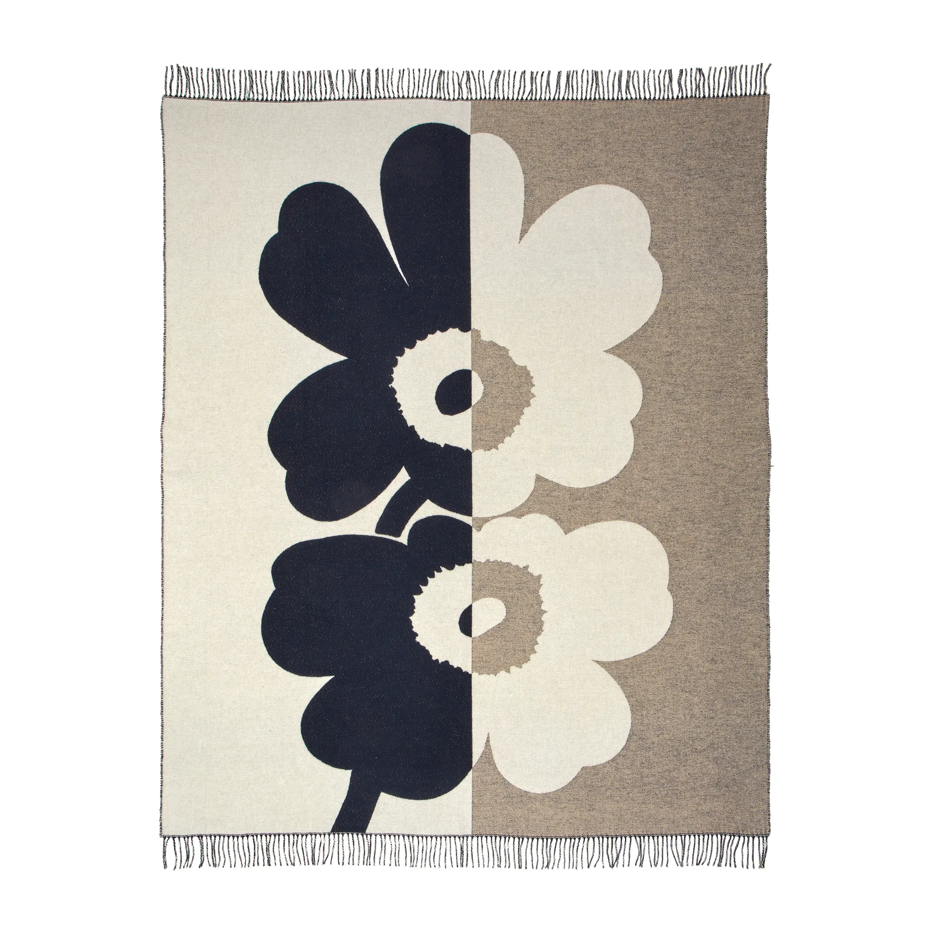 Suur Unikko pläd 130x170 cm, Mörkblå-sand-offwhite-guld Marimekko