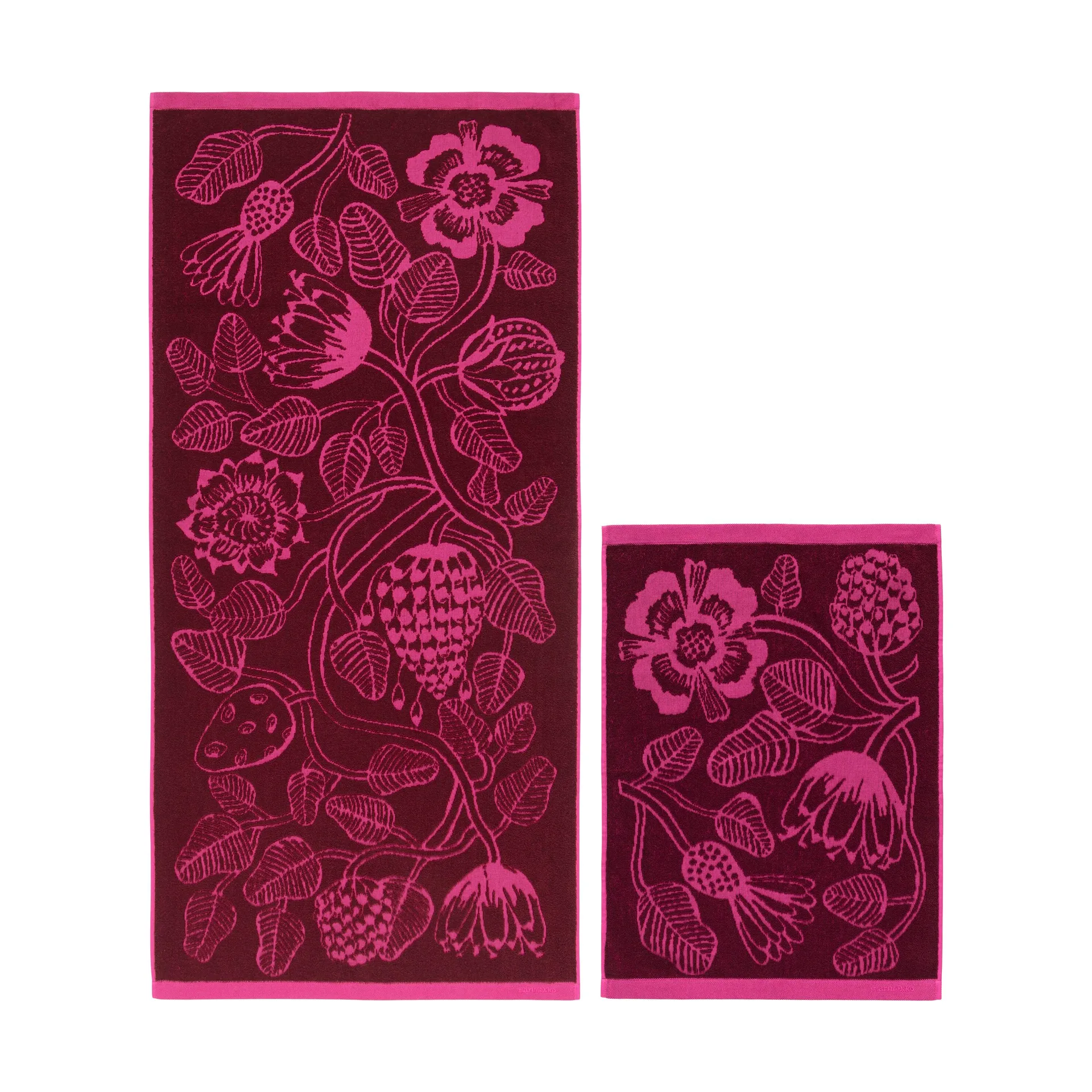 Tiara handduksset 2 delar, Burgundy-pink Marimekko