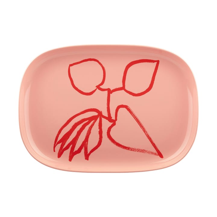 Ukonhattu serveringsfat 23x32 cm - Salmon red-tomato red - Marimekko