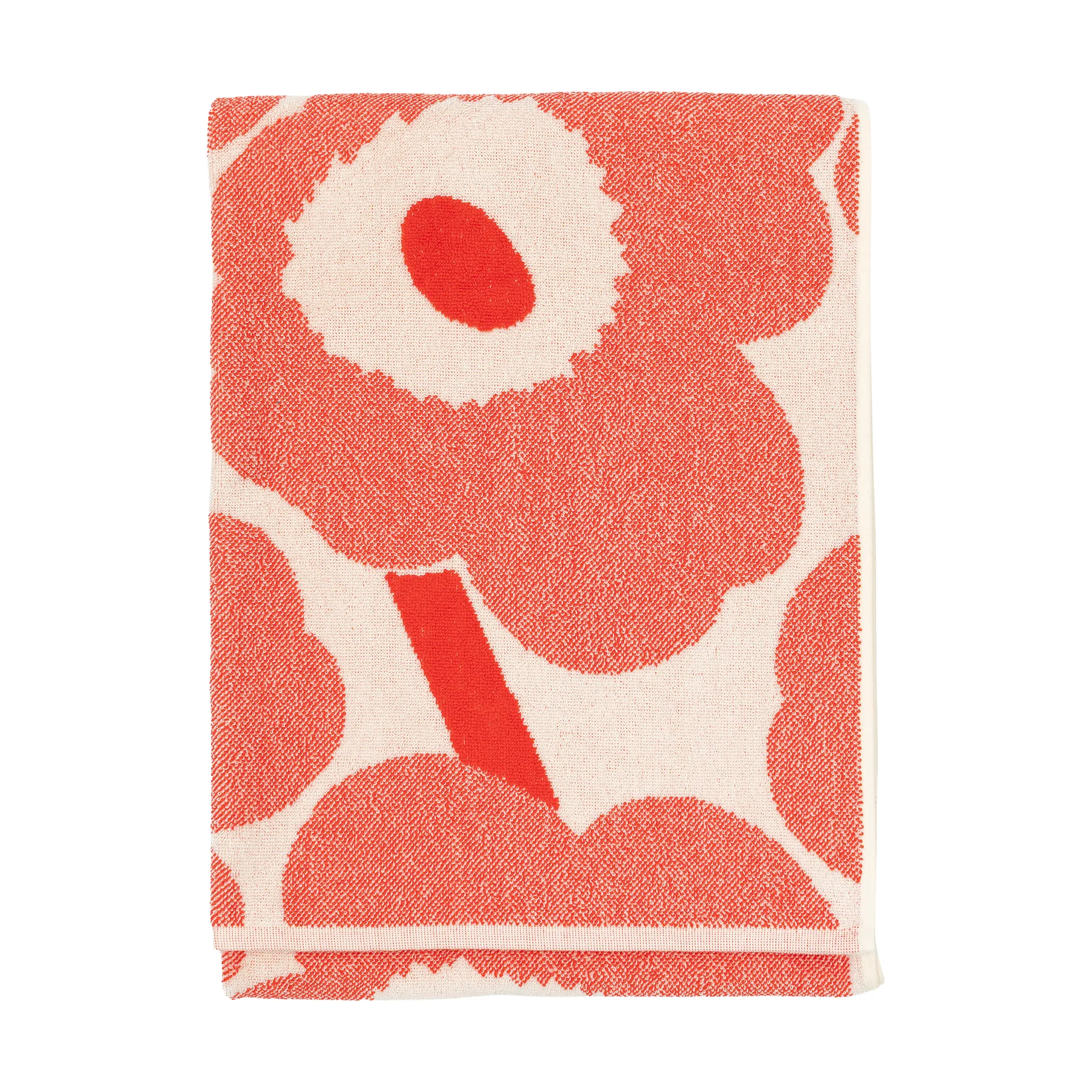 Unikko badhandduk 70x150 cm, Off white-orange red Marimekko