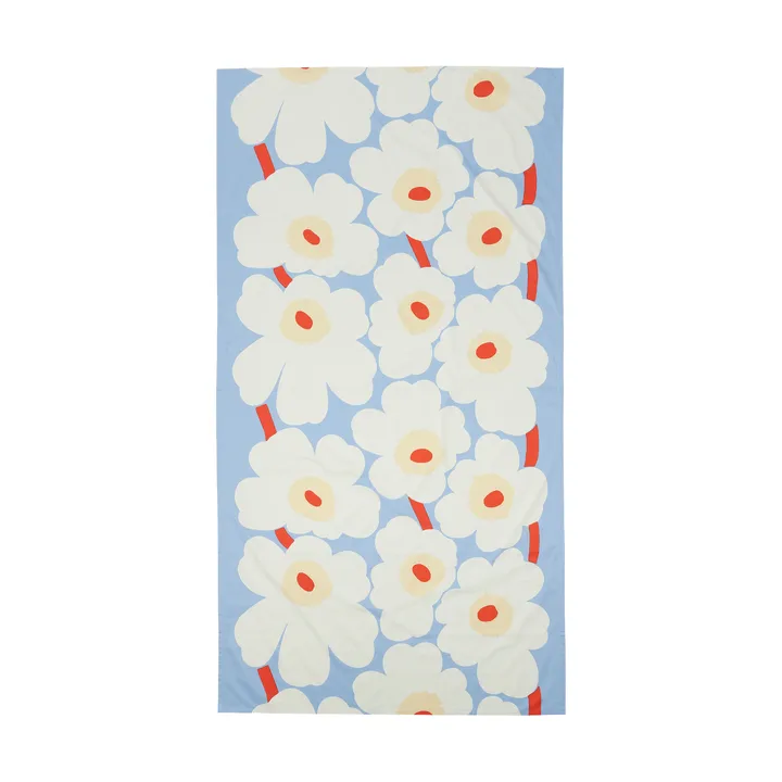 Unikko bordsduk - Light blue-off white-melon-orange red, 135x250 cm - Marimekko