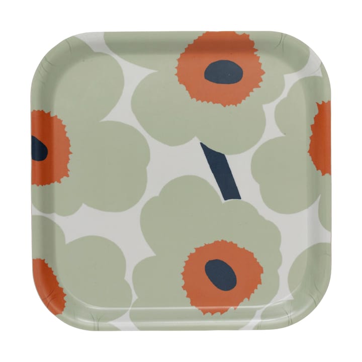 Unikko bricka 20x20 cm, Off white-sage-orange Marimekko