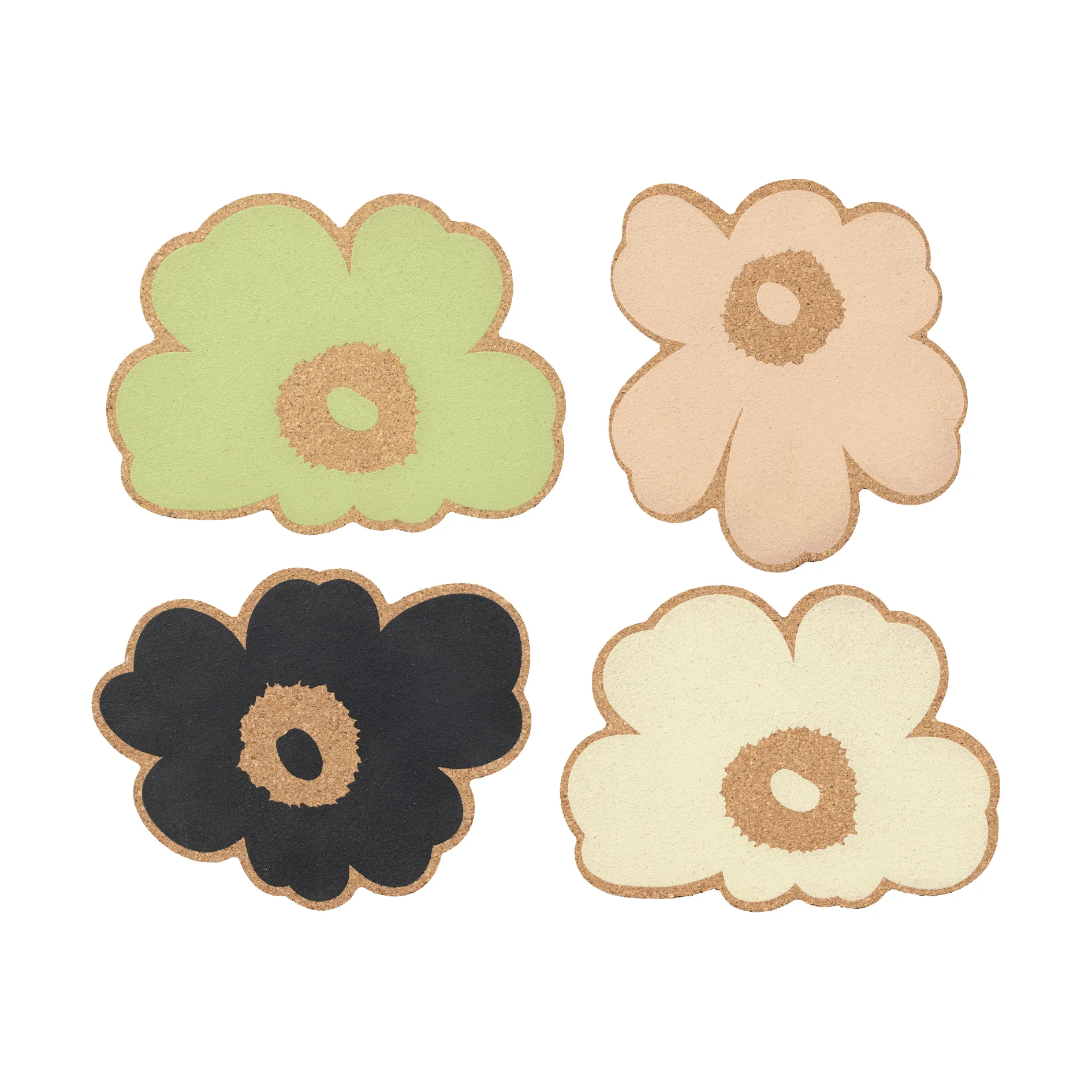 Unikko cork glasunderlägg 4 delar, Multicolour assortment Marimekko