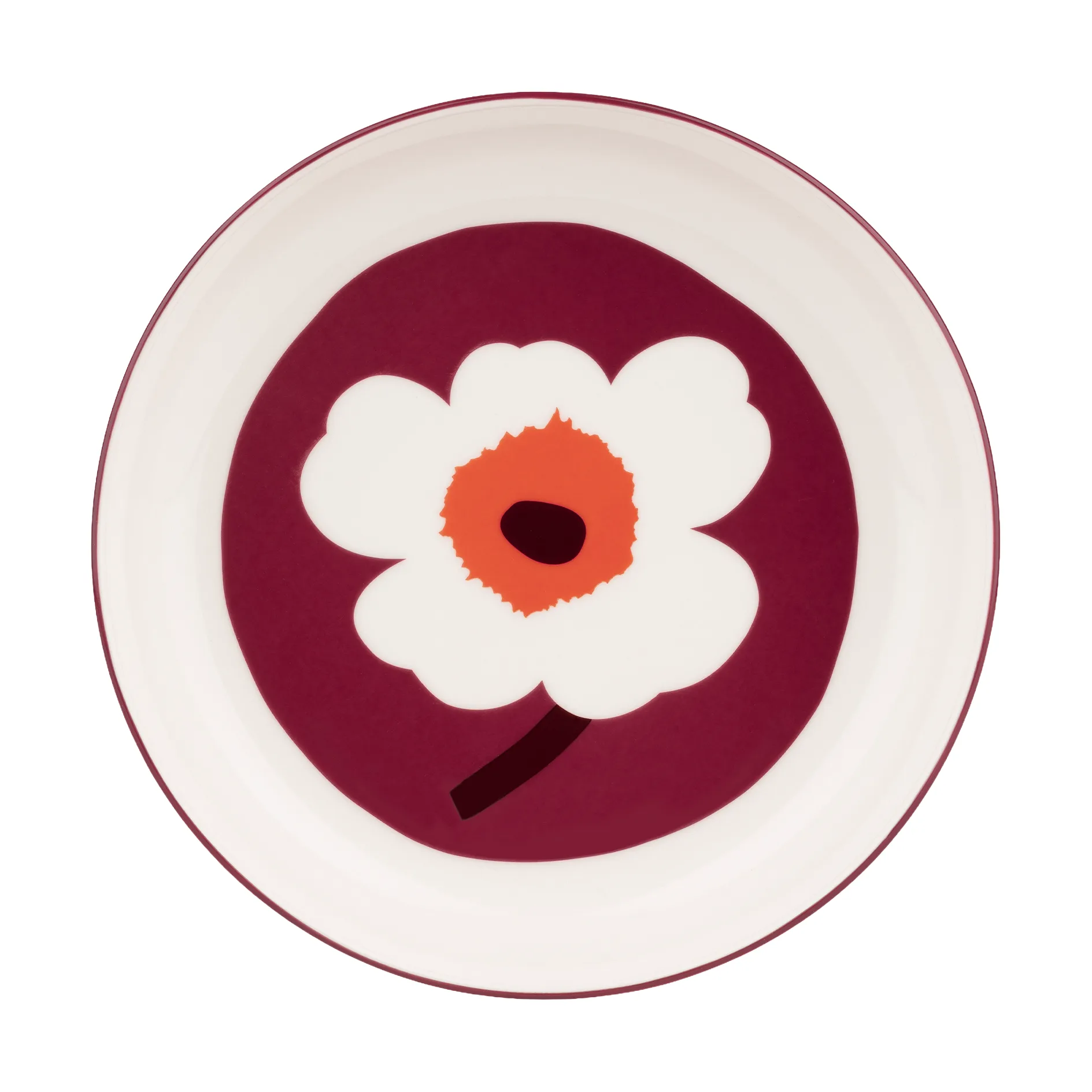 Unikko djup tallrik Ø20,5 cm, White-burgundy-red Marimekko