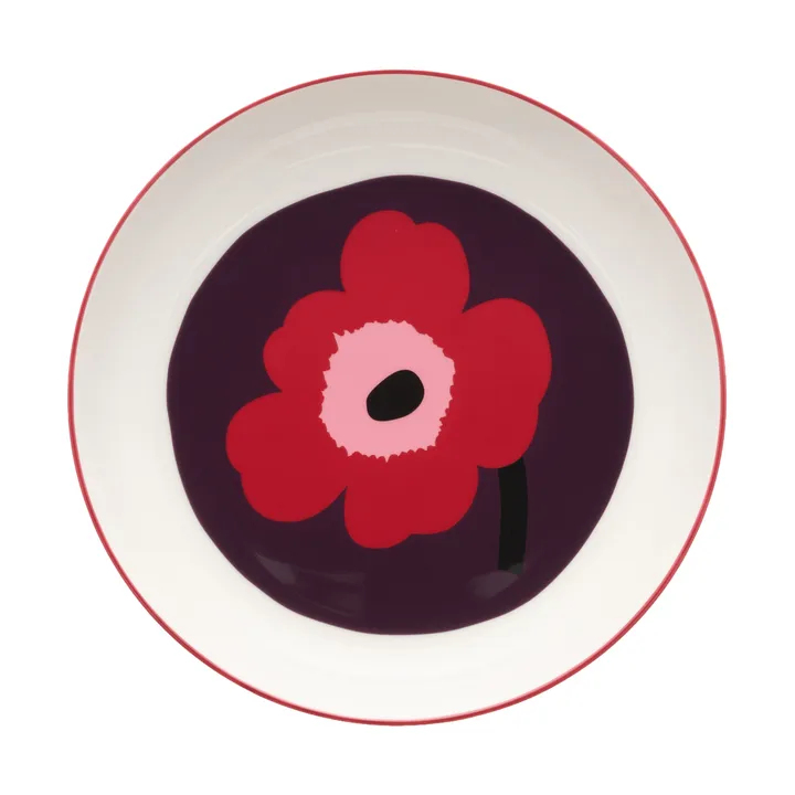 Unikko djup tallrik Ø20,5 cm - White-plum-cranberry-pink - Marimekko