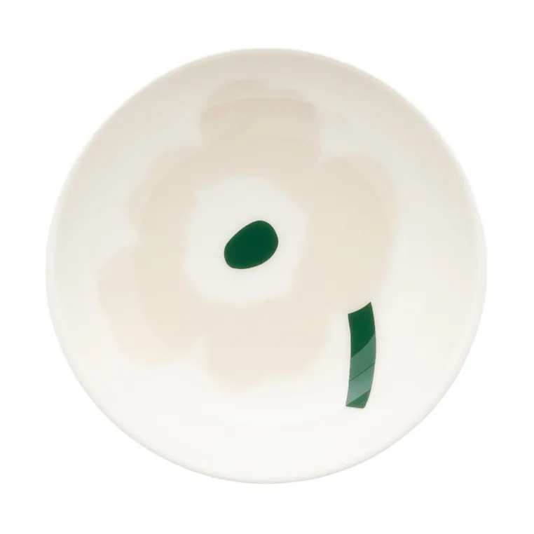 Unikko djup tallrik, Beige-white-light sand-dark green Marimekko