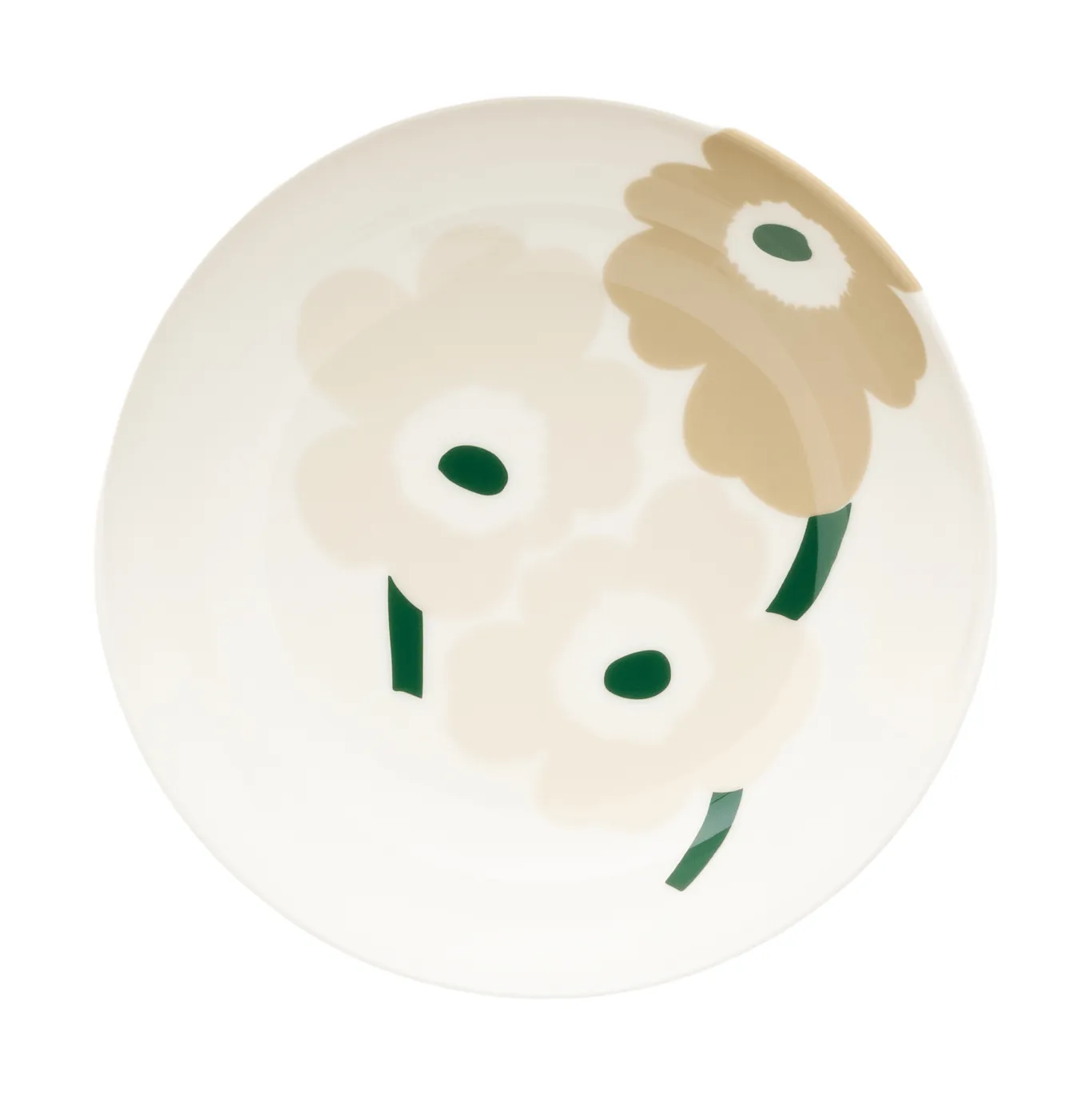 Unikko djup tallrik, Beige-white-light sand-dark green Marimekko