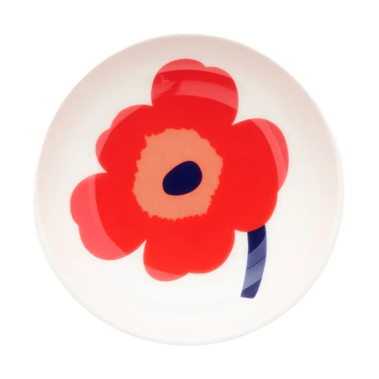 Unikko djup tallrik, White-red-blue Marimekko