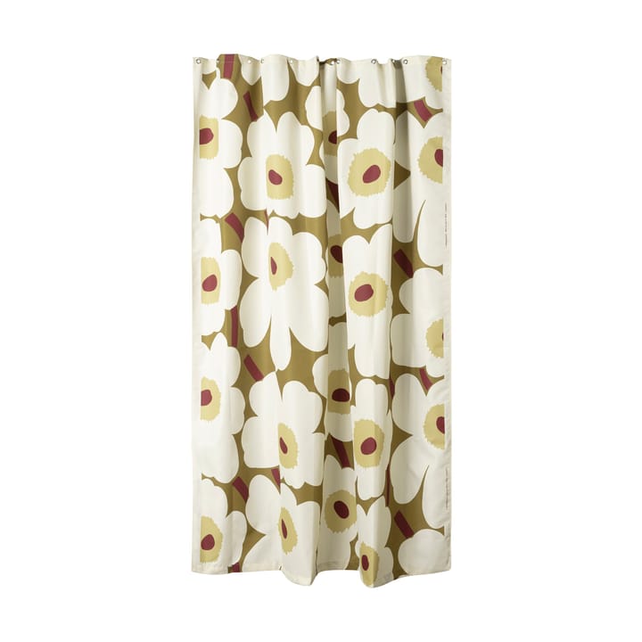 Unikko duschdraperi - Green umber-cream - Marimekko