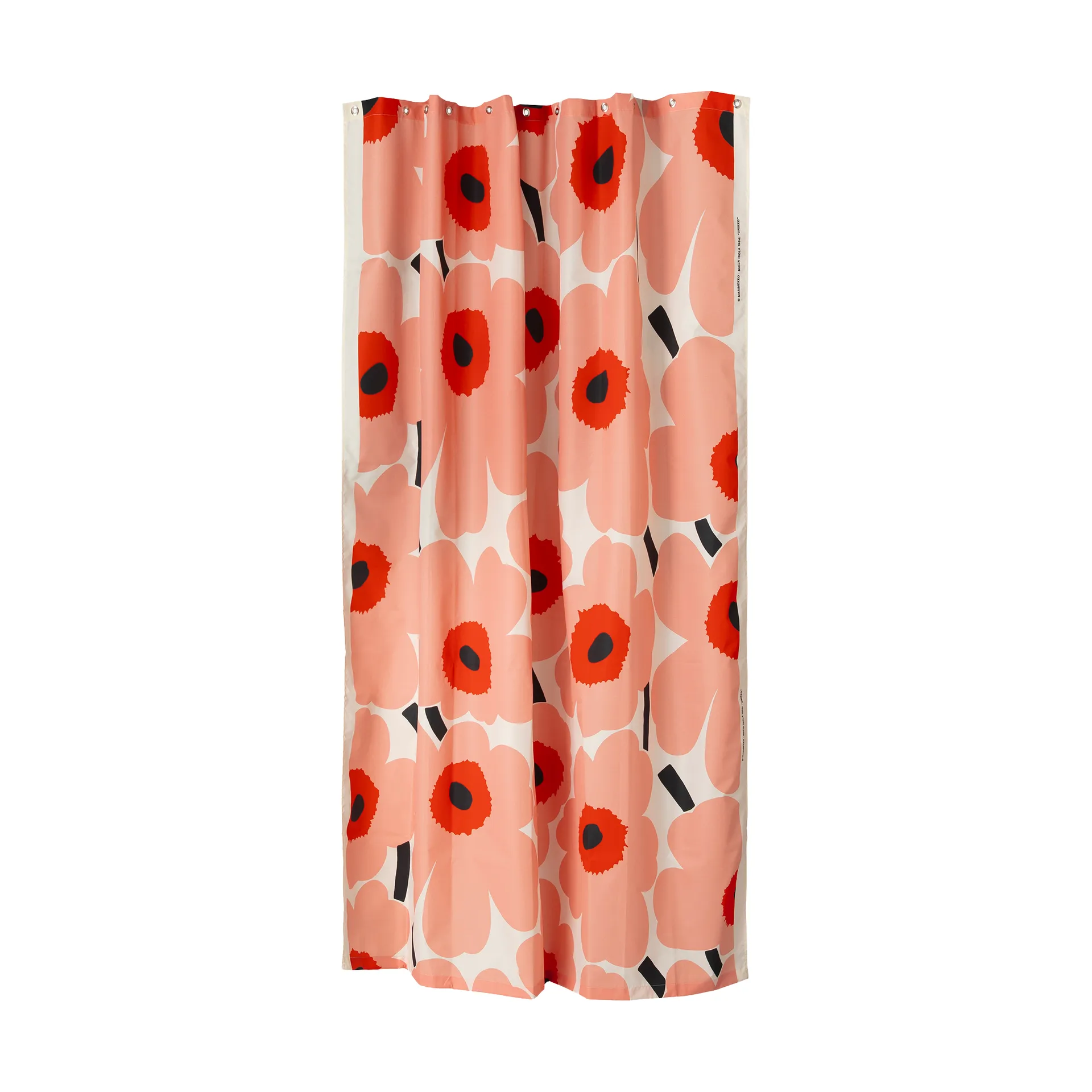 Unikko duschdraperi, Offwhite-coral-red-charcoal Marimekko