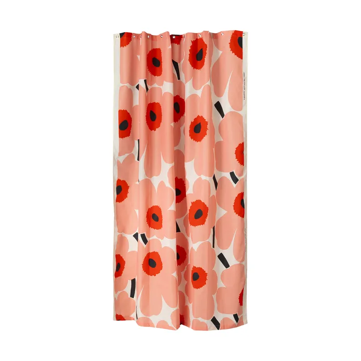 Unikko duschdraperi - Offwhite-coral-red-charcoal - Marimekko
