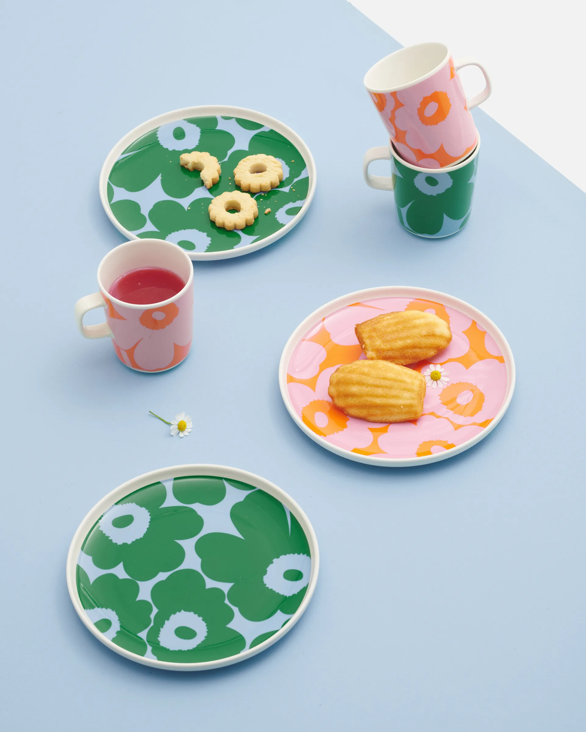 Unikko frukostset, White-pink-orange, 4 delar Marimekko