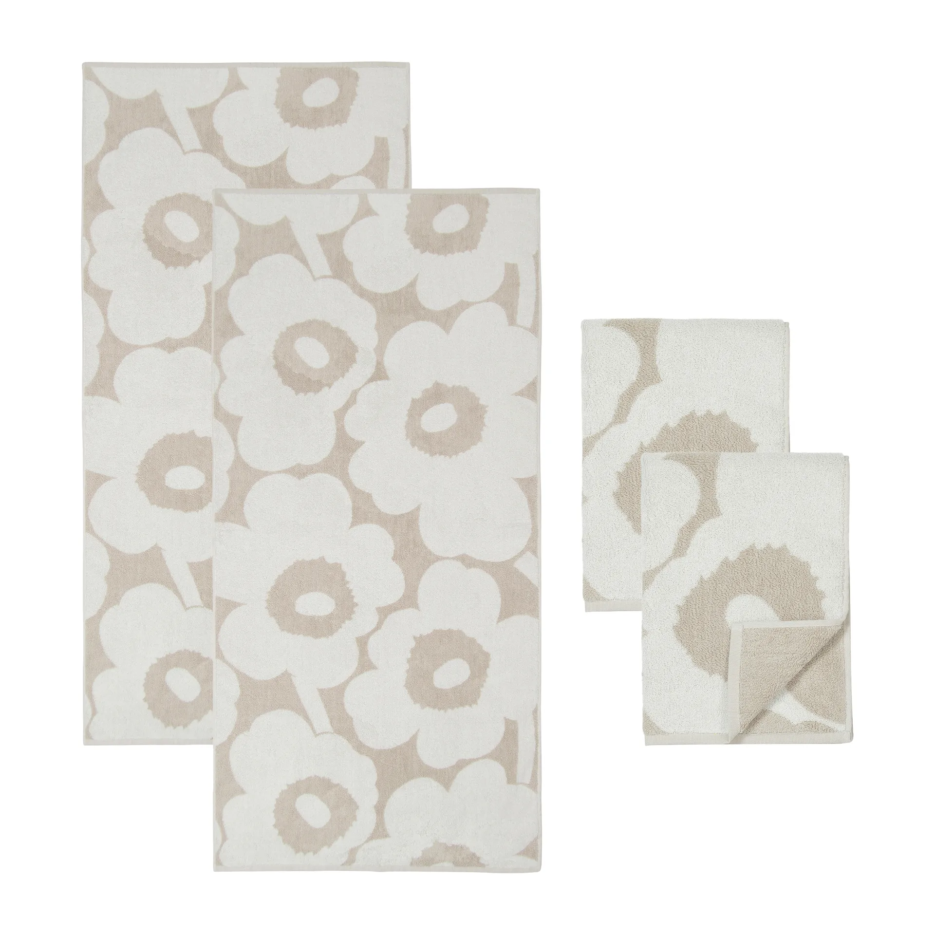 Unikko handduksset 4 delar, Beige-vit Marimekko