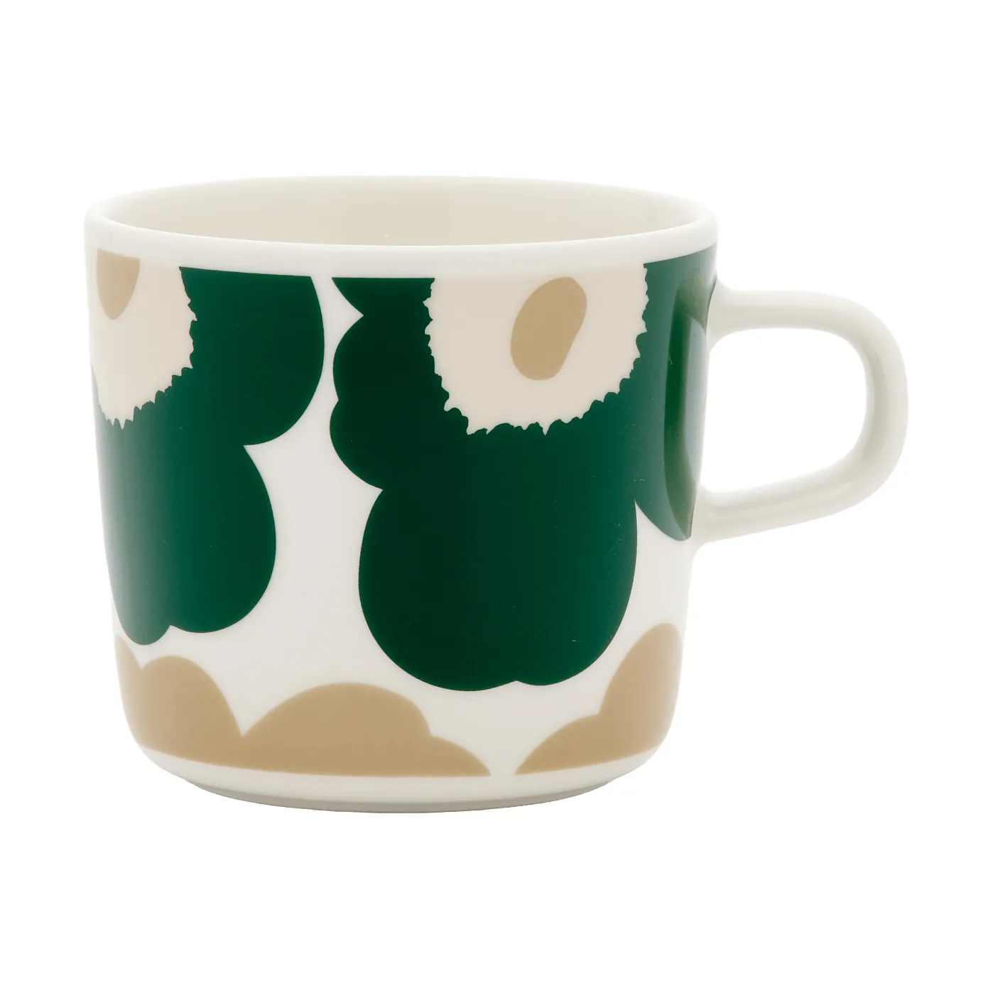 Unikko kaffekopp 20 cl, White-dark green-beige-light sand Marimekko
