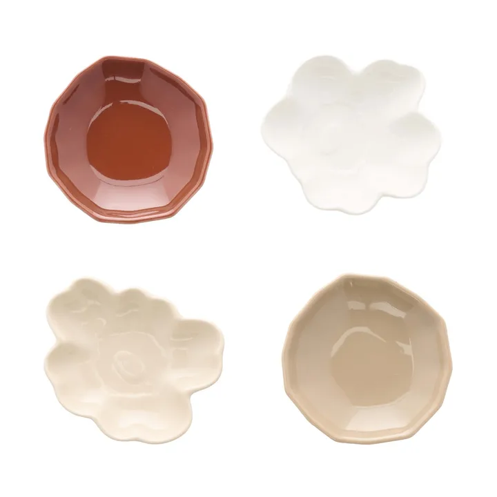 Unikko & kivet shape tallrik 4 delar - Beige-chestnut-white-light brown - Marimekko