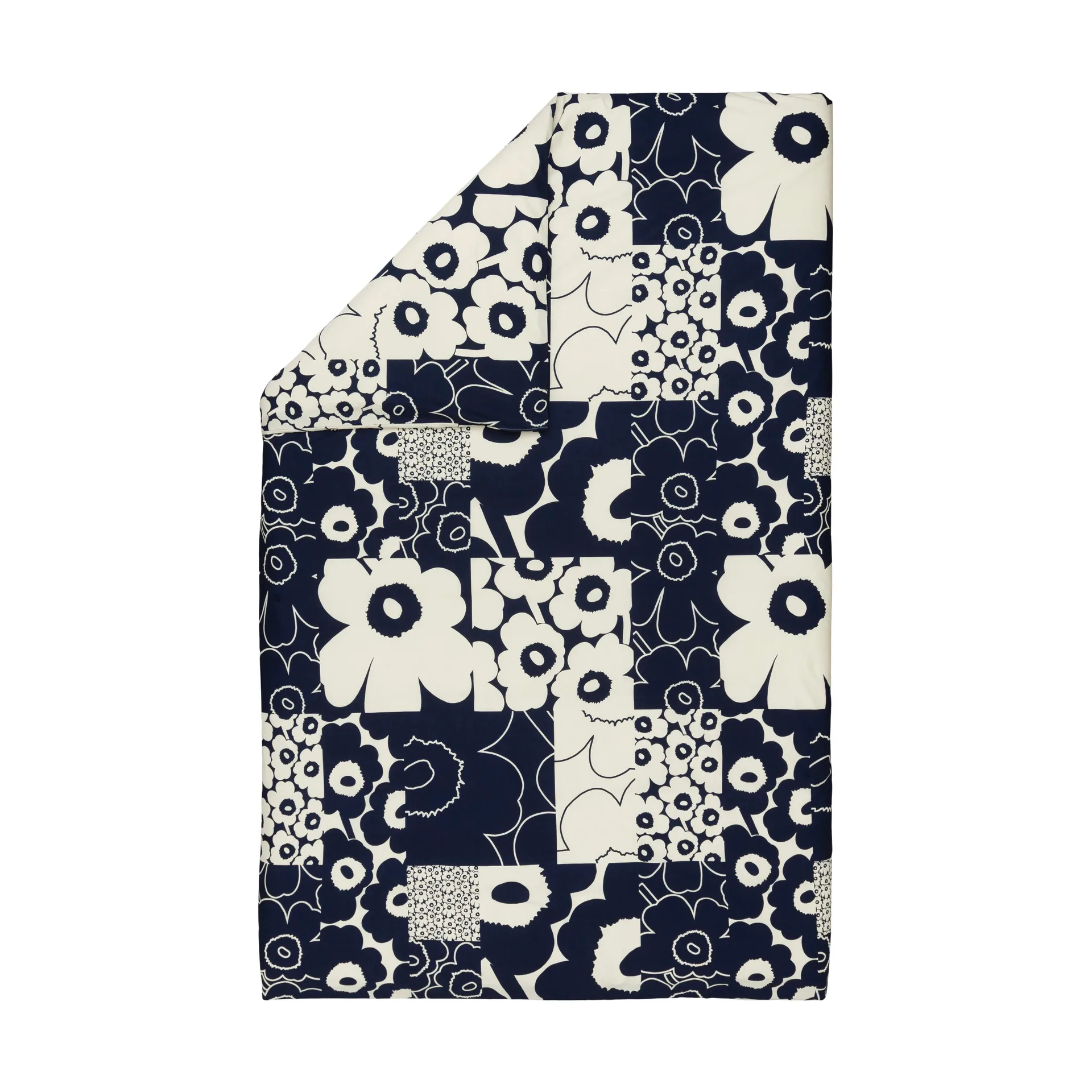 Unikko kollaasi påslakan 150x210 cm, Off-white-dark blue Marimekko