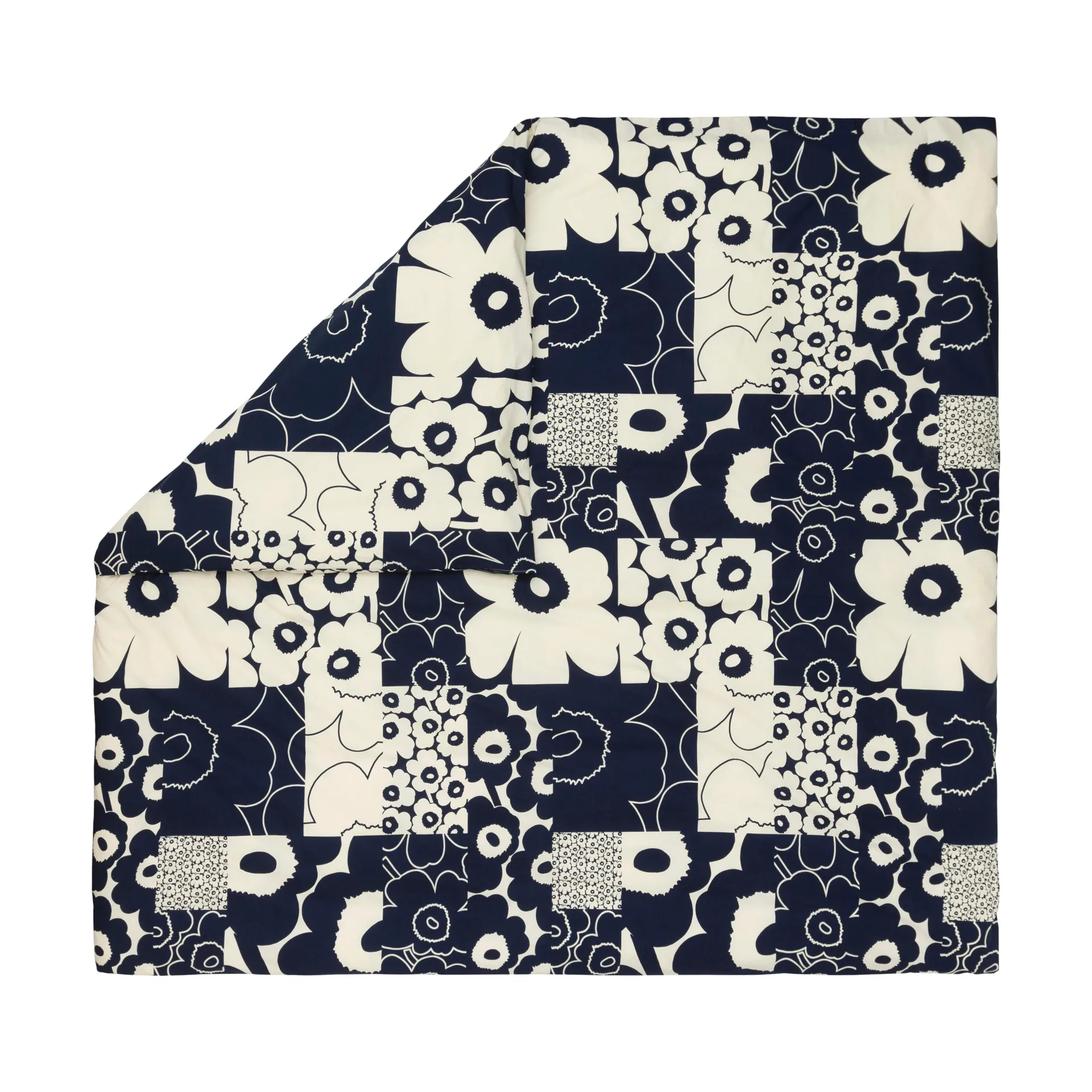 Unikko kollaasi påslakan 240x220 cm, Off-white-dark blue Marimekko