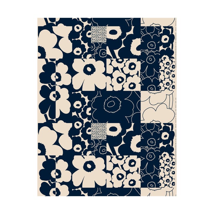 Unikko kollaasi tyg bomull-linne - Linen-dark navy - Marimekko