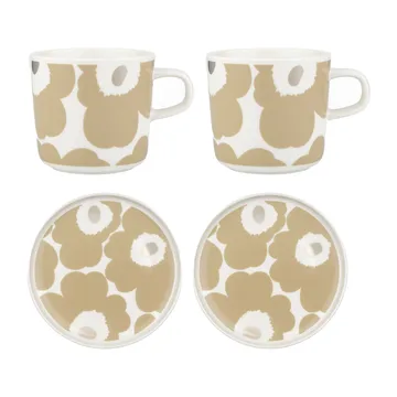 Unikko kopp med fat 20 cl 2-pack - Beige-vit - Marimekko