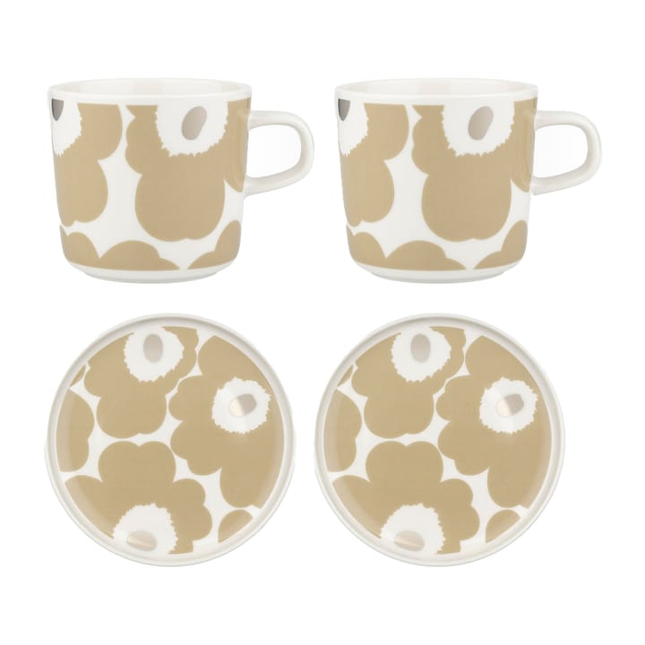 Unikko kopp med fat 20 cl 2-pack - Beige-vit - Marimekko