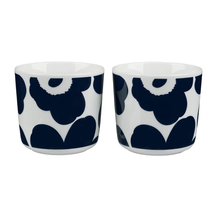 Unikko kopp utan öra 2 dl 2-pack - Vit-mörkblå - Marimekko
