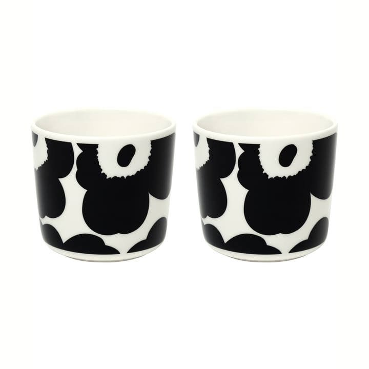 Unikko kopp utan öra 2 dl 2-pack - Vit-svart - Marimekko