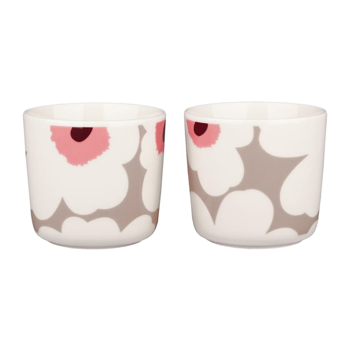 Unikko kopp utan öra 2 dl 2-pack - white,clay,powder,dark wine - Marimekko