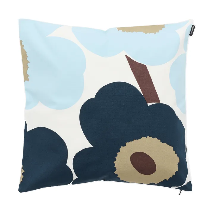 Unikko kuddfodral 50x50 cm - White-blueberry-cold blue-dark brown - Marimekko