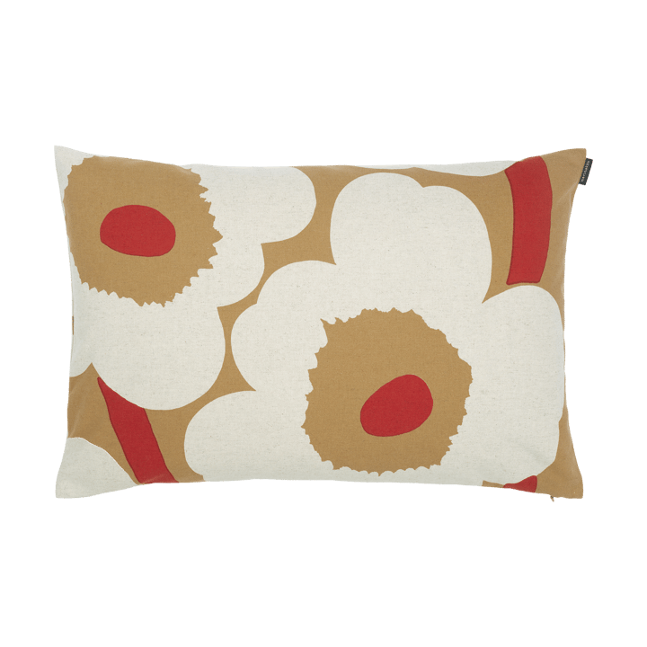 Unikko kuddfodral bomull-linne 40x60 cm - Brown-linen-red - Marimekko